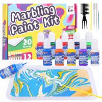 ZESTAW DO MALOWANIA NA WODZIE FARBY MARBLING PAINT FARBY PREZENT DLA DZIECI