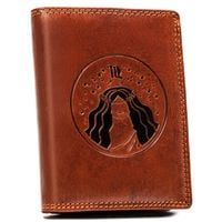 duży, skórzany portfel męski z wytłoczonym znakiem zodiaku - peterson