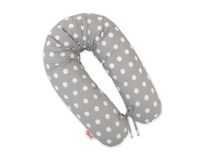 Bawełniana poszewka do poduszki ciążowej Longer - grochy na szarym tle