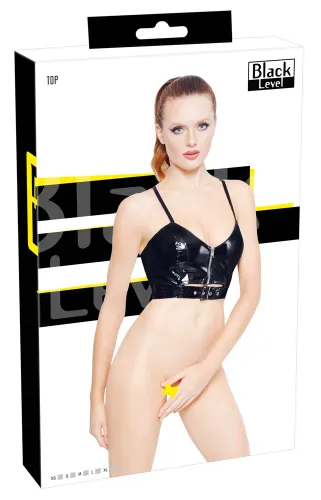 black level top vinylowy czarny z zamkiem s regulowane ramiączka na Arena.pl