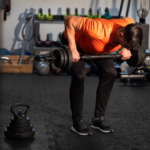 Hantle regulowane bitumiczne zestaw hantli ćwiczeń 2x10kg gryf+ kettle 20kg na Arena.pl