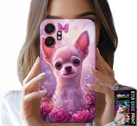 ETUI DO SAMSUNG XCOVER 7 PRO - SŁODKA CHIHUAHUA NA RÓŻOWYM TLE KWIATAMI