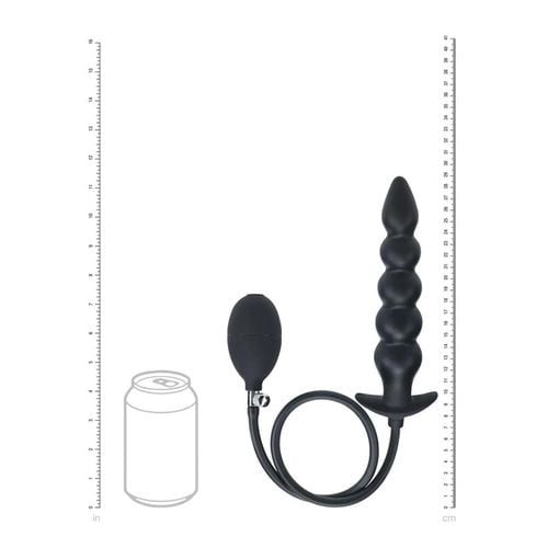 beaded inflatable silicone anal plug - black na Arena.pl