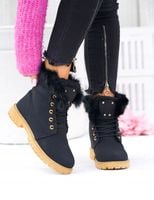 Trapery Buty Zimowe Ocieplane z Puszkiem Czarne 38