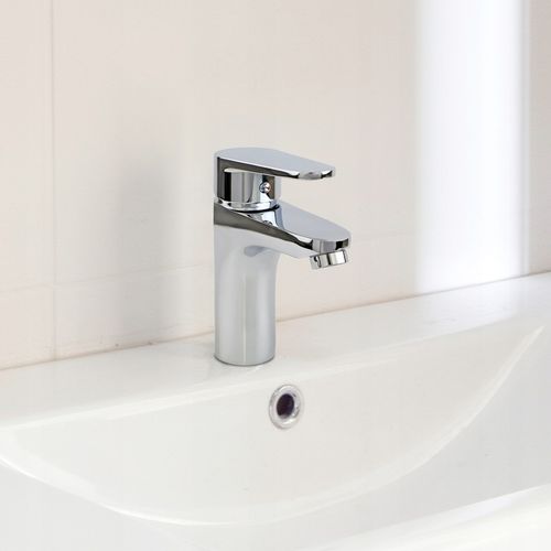 Bateria umywalkowa stojąca srebrna łazienkowa kran do umywalki chrom YOKA na Arena.pl