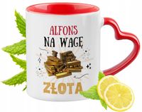 Kubek Czerwony Z Uszkiem W Kształcie Serca Dla Alfonsa Na Prezent