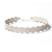 naszyjnik choker ażurowy - biel n318b