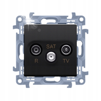 GNIAZDO ANTENOWE R-TV-SAT KOŃCOWE SIMON 10 CASK.01/49 CZARNY MAT