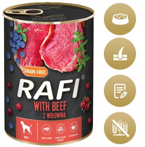 karma mokra dla psów rafi z wołowiną, borówką i żurawiną 400g - 48 szt. na Arena.pl
