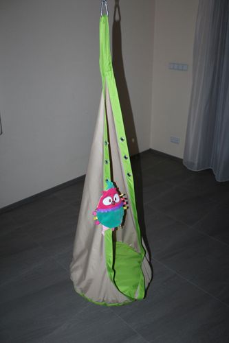 HUŚTAWKA HAMAK KOKON beżowy z zieloną lamówką na Arena.pl