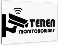 Tabliczka znak informacyjny 20x15 Biała TEREN MONITOROWANY Aluminiowa