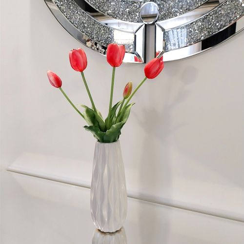 WAZON NA KWIATY BIAŁY FLAKON CERAMICZNY DEKORACYJNY NOWOCZESNY 24 cm na Arena.pl