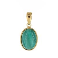 Zawieszka z owalnym malachitem w srebrze złoconym