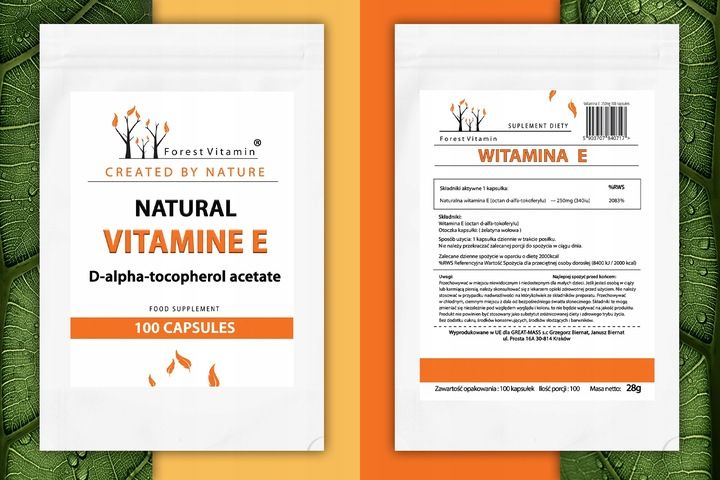 WITAMINA E FORMA NATURALNA ZDROWIE MŁODOŚĆ 100 kaps TOKOFEROL zdjęcie 3