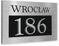 TABLICZKA ADRESOWA METALOWA SREBRNA ALUMINIUM