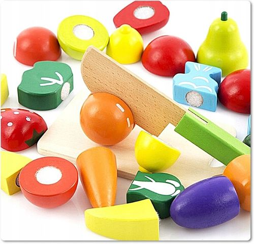 Drewniane Owoce i Warzywa Do Krojenia na Rzep Deska Nóż Zestaw XXL 17 el na Arena.pl