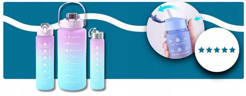 BIDON BUTELKA na WODĘ MOTYWACYJNA Zestaw 3 SZT. SHAKER FITNES 2L 0,7L 0,3L na Arena.pl