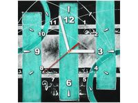 30X30CM ZEGAR TURKUSOWA ABSTRAKCJA OBRAZ DREWNO