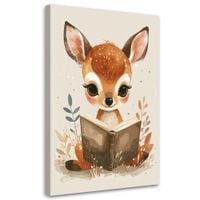 Obraz do pokoju dziecka niemowlaka, Mała sarenka czytajaca