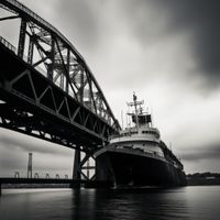 Plakat 90x90cm Statek przy Moście