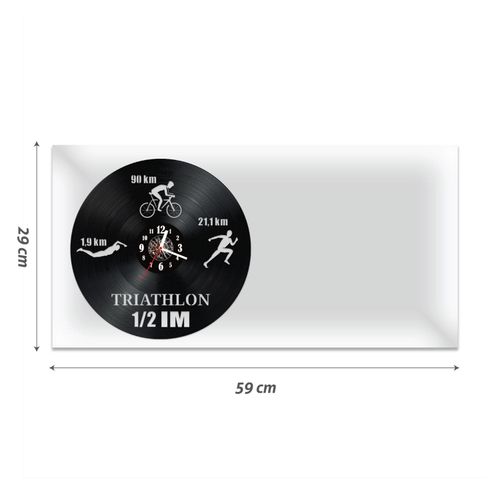 Zegar Ścienny z płyty winylowej na lustrze TRIATHLON-1 41 wzorów 59x29 cm na Arena.pl