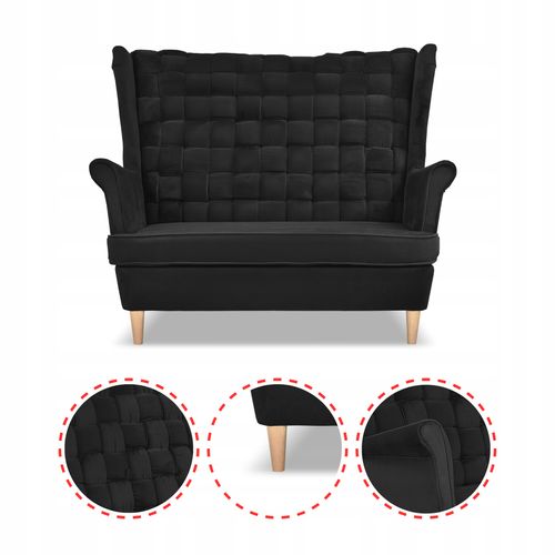 Zestaw wypoczynkowy Carol sofa fotele paski czarny na Arena.pl