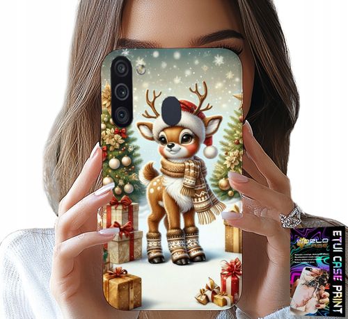 ETUI DO SAMSUNG GALAXY A21 - RENIFER, WZORY BOŻONARODZENIOWE + SZKŁO na Arena.pl