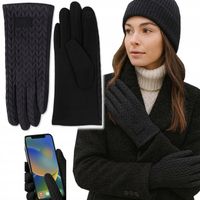 zimowe RĘKAWICZKI damskie CIEPŁE PIKOWANE ocieplane DOTYKOWE do