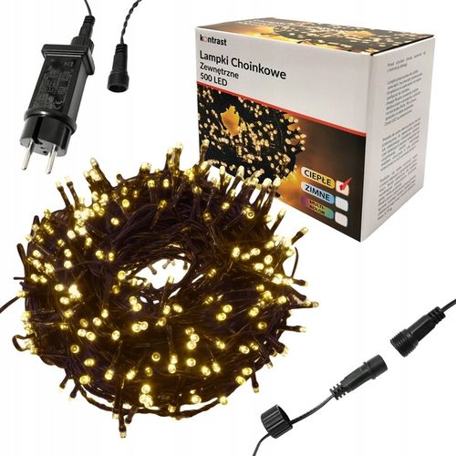 LAMPKI CHOINKOWE 500 LED ZEWNĘTRZNE WEWNĘTRZNE ŚWIATEŁKA IP44 CIEPŁA na Arena.pl