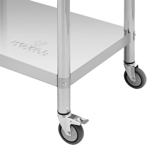 Stół blat roboczy przyścienny z rantem na kółkach 2 poziomy 60 x 80 cm STAL na Arena.pl