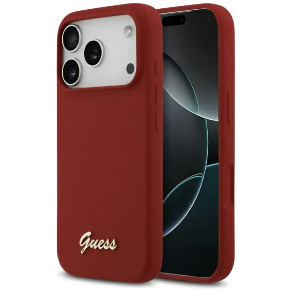 etui guess silicone script metal logo magsafe na iphone 17 pro zdjęcie 1