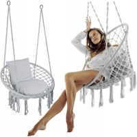 KRZESŁO WISZĄCE FOTEL BOCIANIE GNIAZDO HUŚTAWKA OGRODOWA PLECIONA PODUSZKI