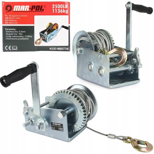 WYCIĄGARKA WCIĄGARKA RĘCZNA LINOWA KORBOWA 1136kg na Arena.pl