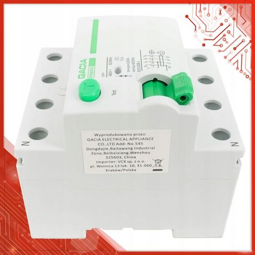 WYŁĄCZNIK RÓŻNICOWOPRĄDOWY 40A 4P 30mA AC 3 FAZY RÓŻNICÓWKA GACIA na Arena.pl