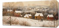 Obraz 60x30cm Wioska Otulona Śniegiem