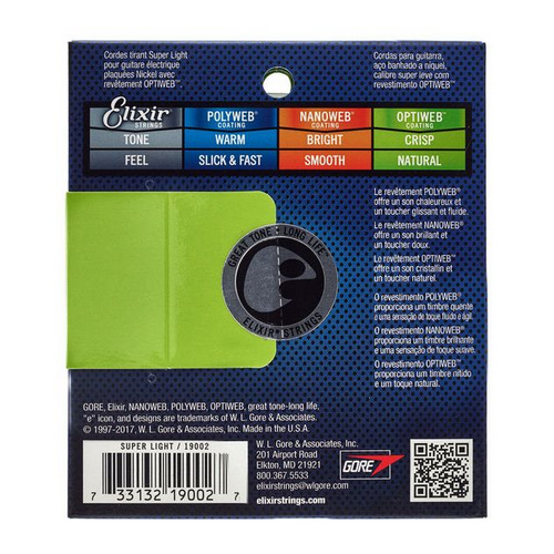 Struny do gitary elektrycznej Elixir 19002 Nickel OPTIWEB Coating 9-42 zdjęcie 2