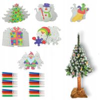 Komplet 18 Zawieszka Bombka Do Malowania + 24 pisaki mix 6 wzorów 10cm DIY