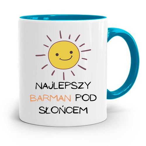 Kubek Błękitny Dla Barmana Najlepszy Pod Słońcem Z Nadrukiem Ze Zdjęciem na Arena.pl
