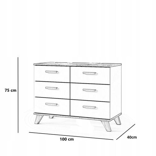 Komoda Szafka RTV 100cm Biały MAT DĄB Wotan Szuflady 2 Drzwi Salon na Arena.pl