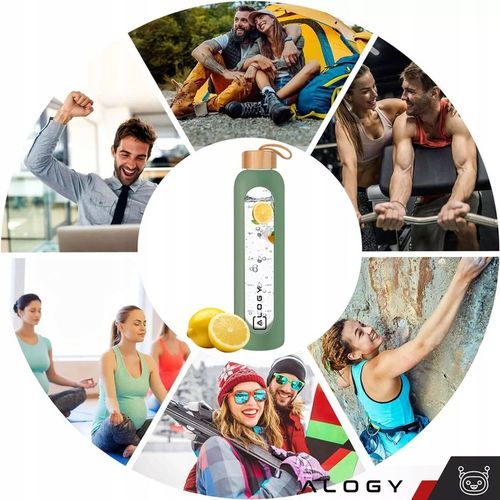 BUTELKA SZKLANA NA WODĘ BIDON MOTYWACYJNA SZCZELNA SILIKONOWE ETUI 1000 ML na Arena.pl