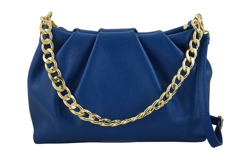 Marszczona torebka z łańcuszkiem - Chabrowa zdjęcie 1