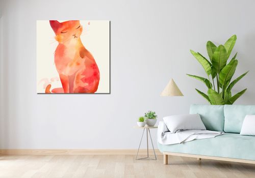 Obraz 90x90cm Akwarelowy Kot na Arena.pl