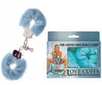 Metalowe Kajdanki Z Błękitnym Futerkiem - Love Cuffs Lbl