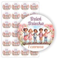NAKLEJKI 1 czerwca DZIEŃ DZIECKA szkoły przedszkola 24 szt. 5 cm