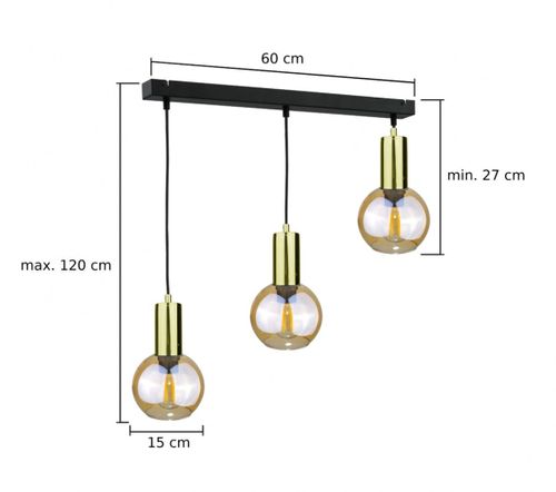Lampa wisząca 3xE27 JANTAR GOLD na Arena.pl