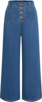 Damskie Jeansy Vintage Wysoki Stan Elastyczny Pas 4 Guziki Niebieskie M