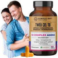 B COMPLEX AMINO B-50 UKŁAD NERWOWY, SERCE, NA ZMĘCZENIE, WITAMINY B1 B6 B12