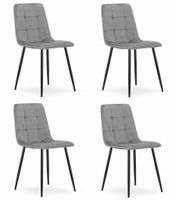 Krzesło tapicerowane jasnoszare KARA 4 szt aksamitne do kuchni jadalni