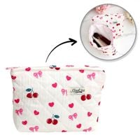 kosmetyczka damska pikowana kuferek wisienki, kokardki 26 x 7 x 18 cm ks151