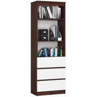 Regał do salonu, 3 szuflady, półki, ARLO, 60x35x180, wenge | TYLETEGOTU